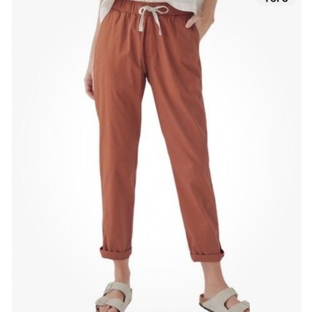 PACT Daily Twill Rust Organic Cotton Drawstring Chino Pants 3XL Elastic Waist